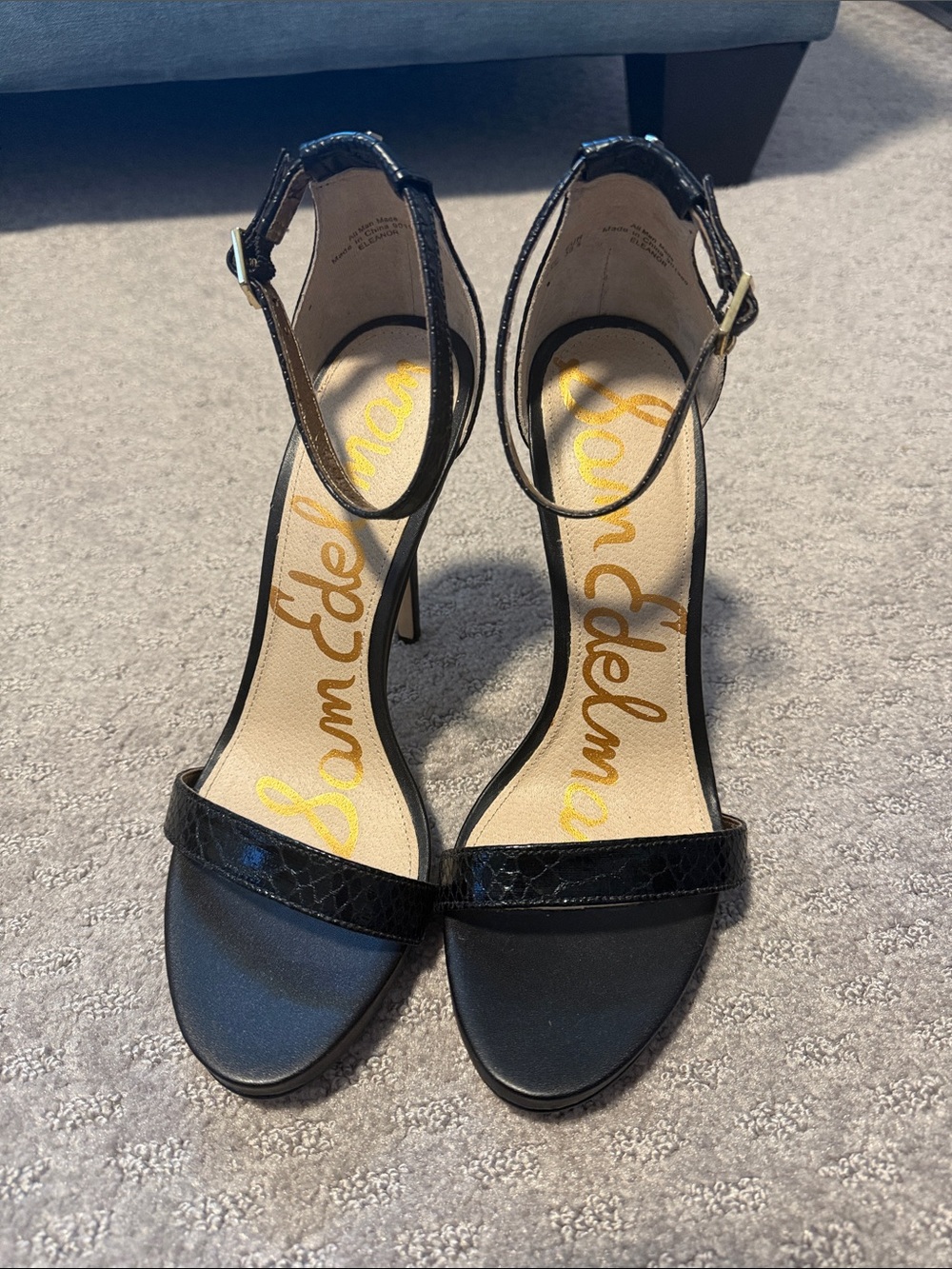 Sam Edelman Black Open-Toe Ankle-Strap Stiletto Heels